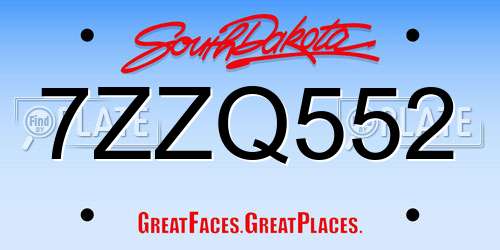 7ZZQ552 South Dakota License Plate