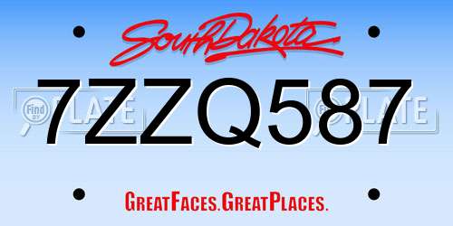 7ZZQ587 South Dakota License Plate