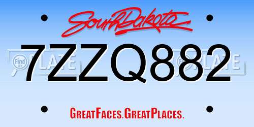 7ZZQ882 South Dakota License Plate