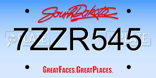 7ZZR545 South Dakota License Plate