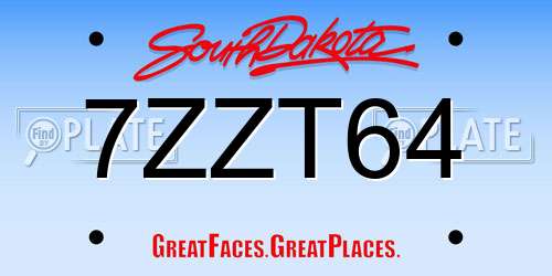 7ZZT64 South Dakota License Plate