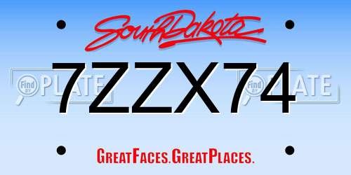 7ZZX74 South Dakota License Plate