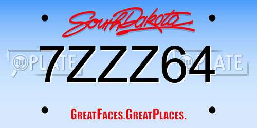 7ZZZ64 South Dakota License Plate