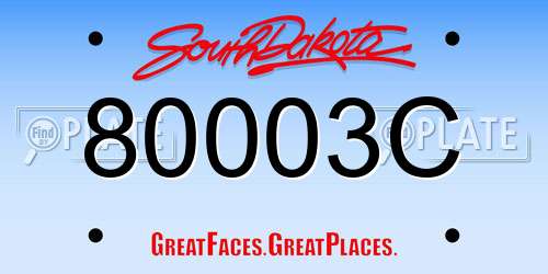 80003C South Dakota License Plate