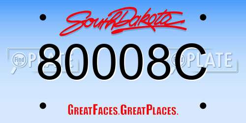 80008C South Dakota License Plate