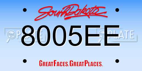 8005EE South Dakota License Plate