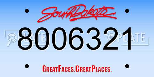 8006321 South Dakota License Plate
