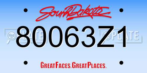 80063Z1 South Dakota License Plate