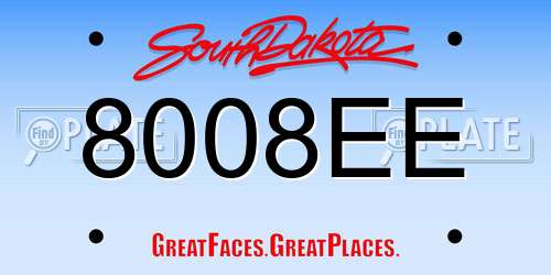 8008EE South Dakota License Plate