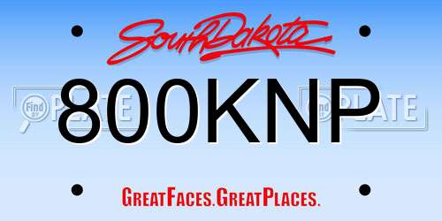 800KNP South Dakota License Plate