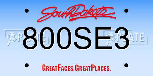 800SE3 South Dakota License Plate