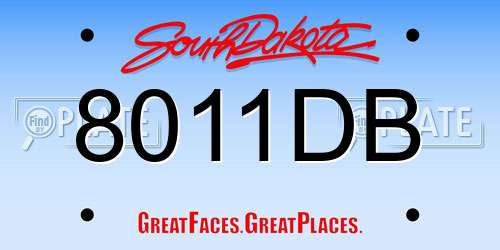 8011DB South Dakota License Plate