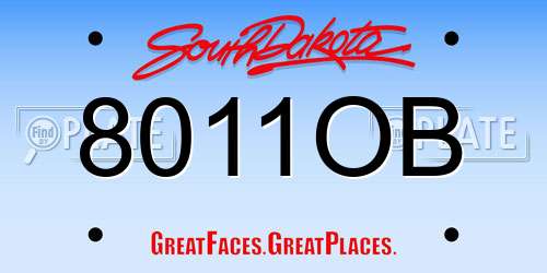 8011OB South Dakota License Plate