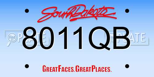 8011QB South Dakota License Plate