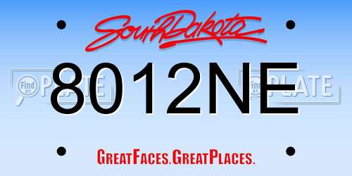 8012NE South Dakota License Plate