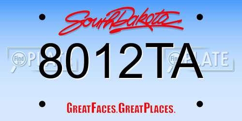 8012TA South Dakota License Plate