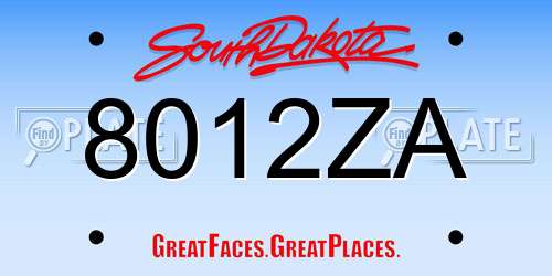 8012ZA South Dakota License Plate