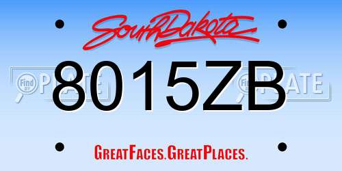8015ZB South Dakota License Plate