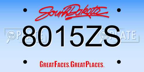 8015ZS South Dakota License Plate