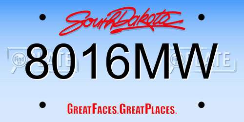 8016MW South Dakota License Plate