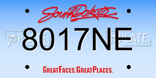 8017NE South Dakota License Plate