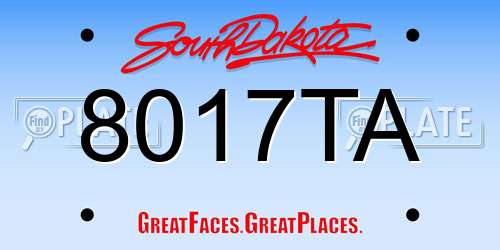 8017TA South Dakota License Plate