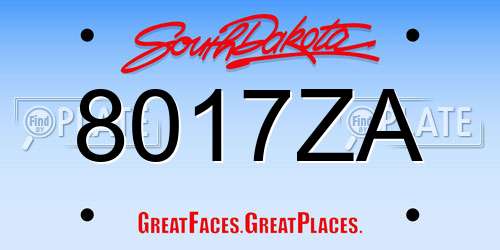 8017ZA South Dakota License Plate