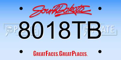 8018TB South Dakota License Plate