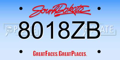 8018ZB South Dakota License Plate