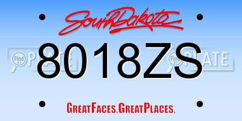 8018ZS South Dakota License Plate