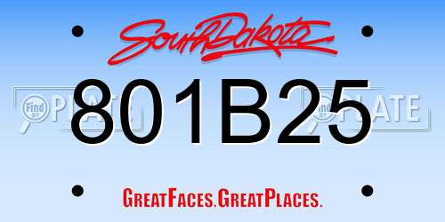 801B25 South Dakota License Plate