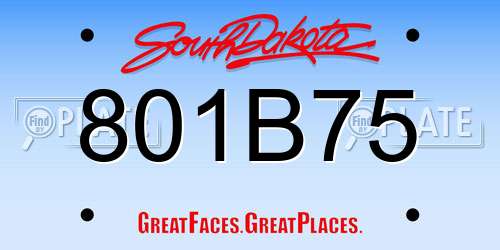801B75 South Dakota License Plate