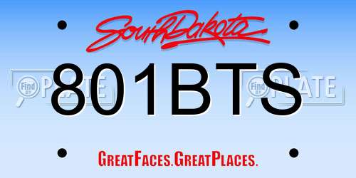801BTS South Dakota License Plate
