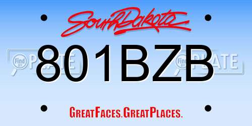 801BZB South Dakota License Plate