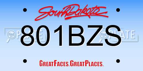 801BZS South Dakota License Plate