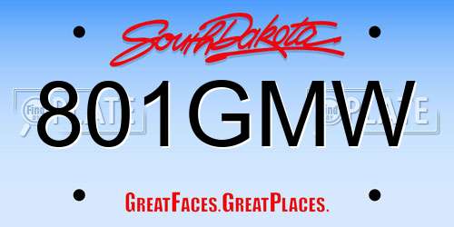 801GMW South Dakota License Plate