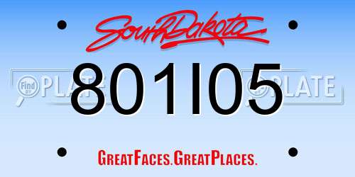 801I05 South Dakota License Plate