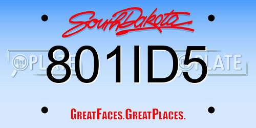 801ID5 South Dakota License Plate