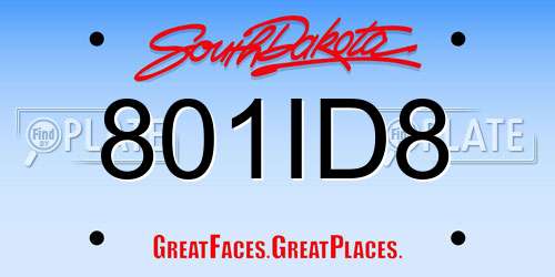 801ID8 South Dakota License Plate