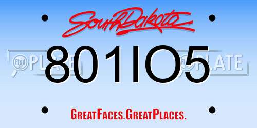 801IO5 South Dakota License Plate