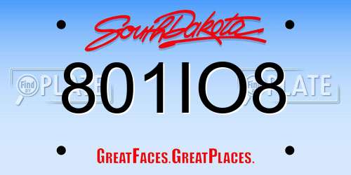801IO8 South Dakota License Plate