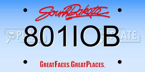 801IOB South Dakota License Plate
