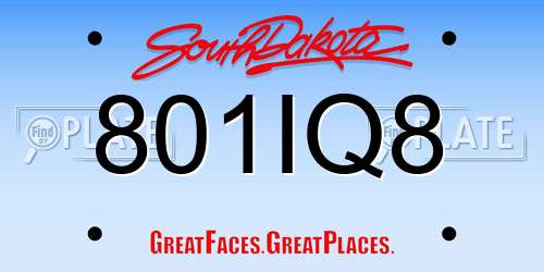 801IQ8 South Dakota License Plate