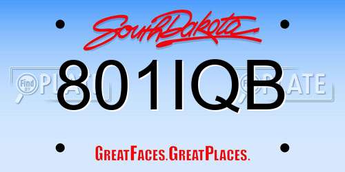 801IQB South Dakota License Plate