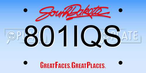 801IQS South Dakota License Plate