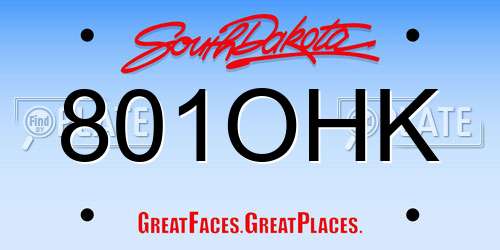 801OHK South Dakota License Plate