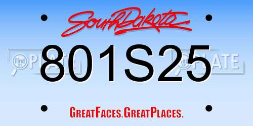 801S25 South Dakota License Plate