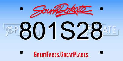 801S28 South Dakota License Plate
