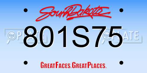 801S75 South Dakota License Plate
