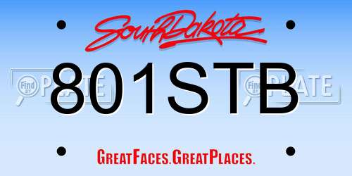 801STB South Dakota License Plate